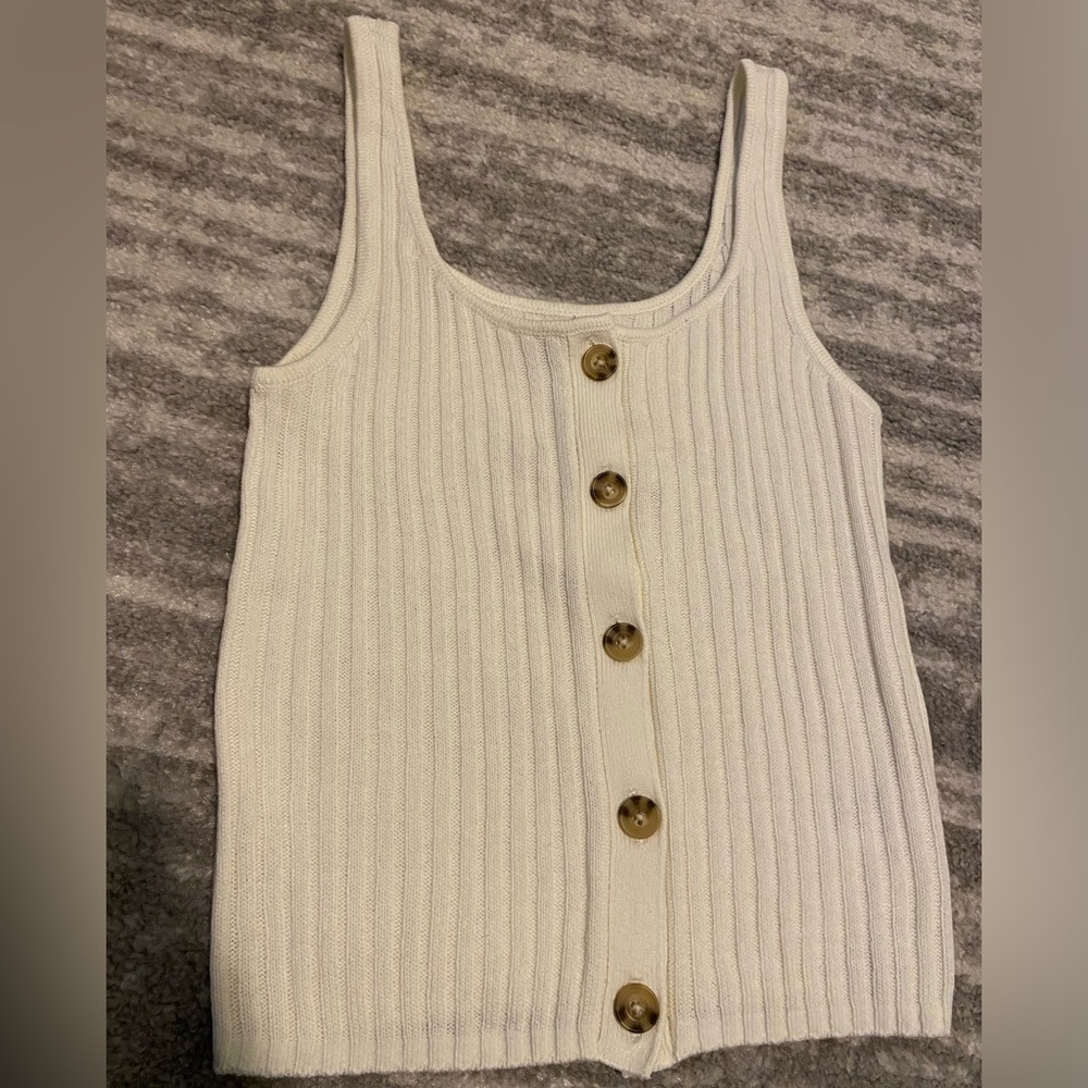 American Eagle beige Ribbed Crop Tank Top